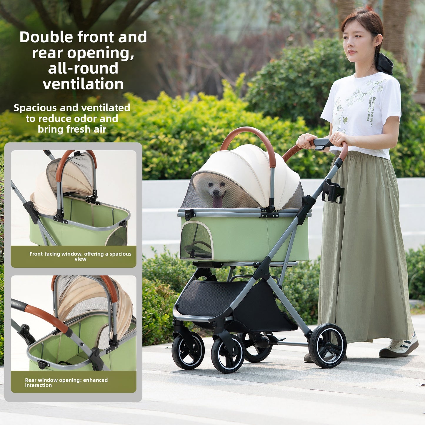 Pet stroller lightweight foldable for outdoor use