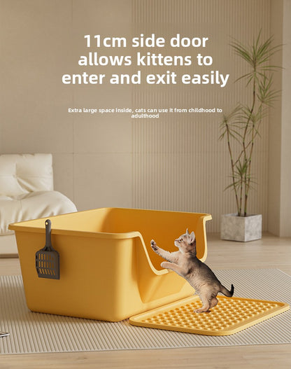 Cat Litter Box Extra Large Splash-Proof Semi-Enclosed Open Pet Toilet