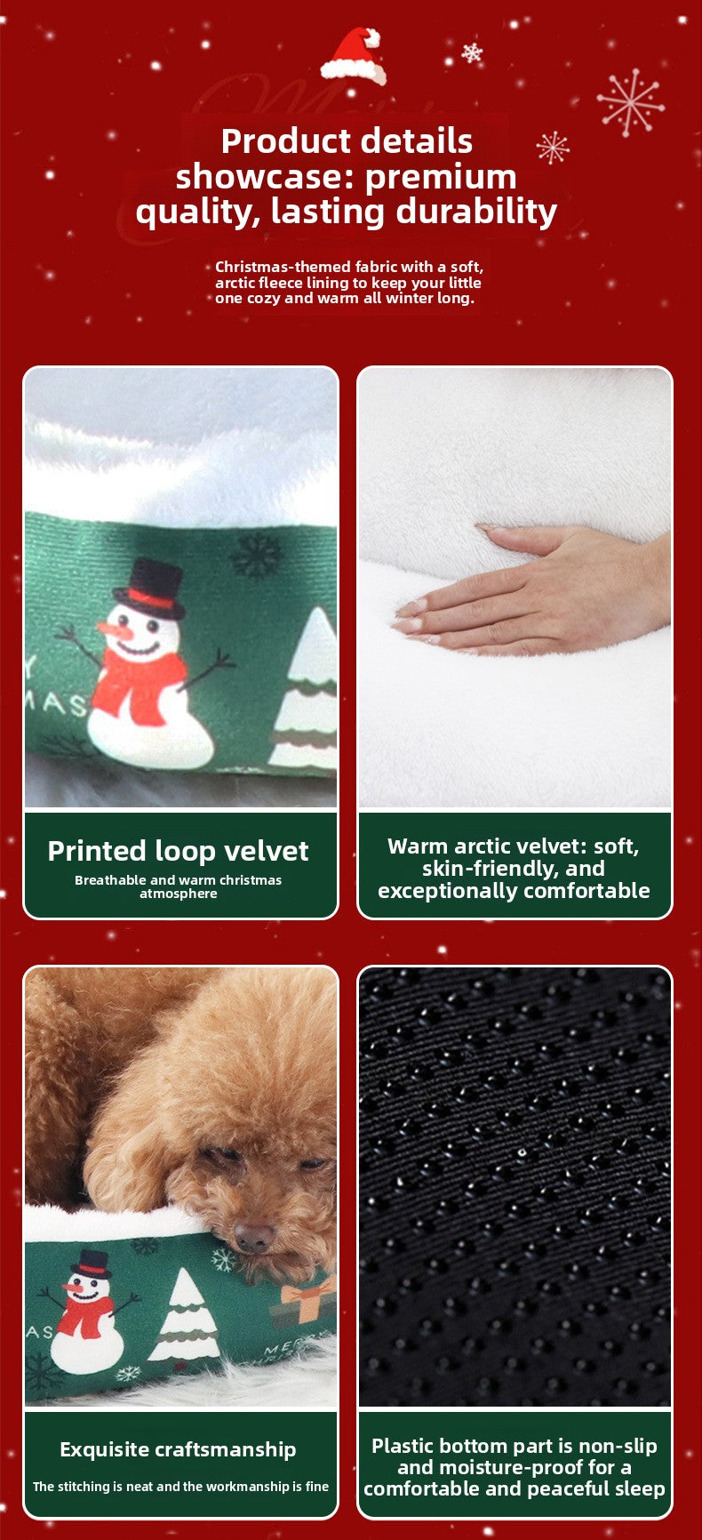 Pet Christmas Round Nest Mat Dog Bed Warm Thickened Warm Cat Bed