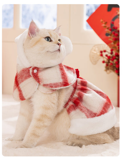 Christmas Sweetheart Cotton Dress Autumn Winter Sweet Pet Clothes
