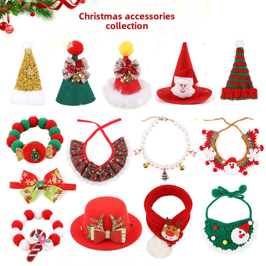 Summary of Cross-Border Pet Christmas Scarf Hat Pet Decoration Supplies Pet Christmas Style Holiday Decoration Hat