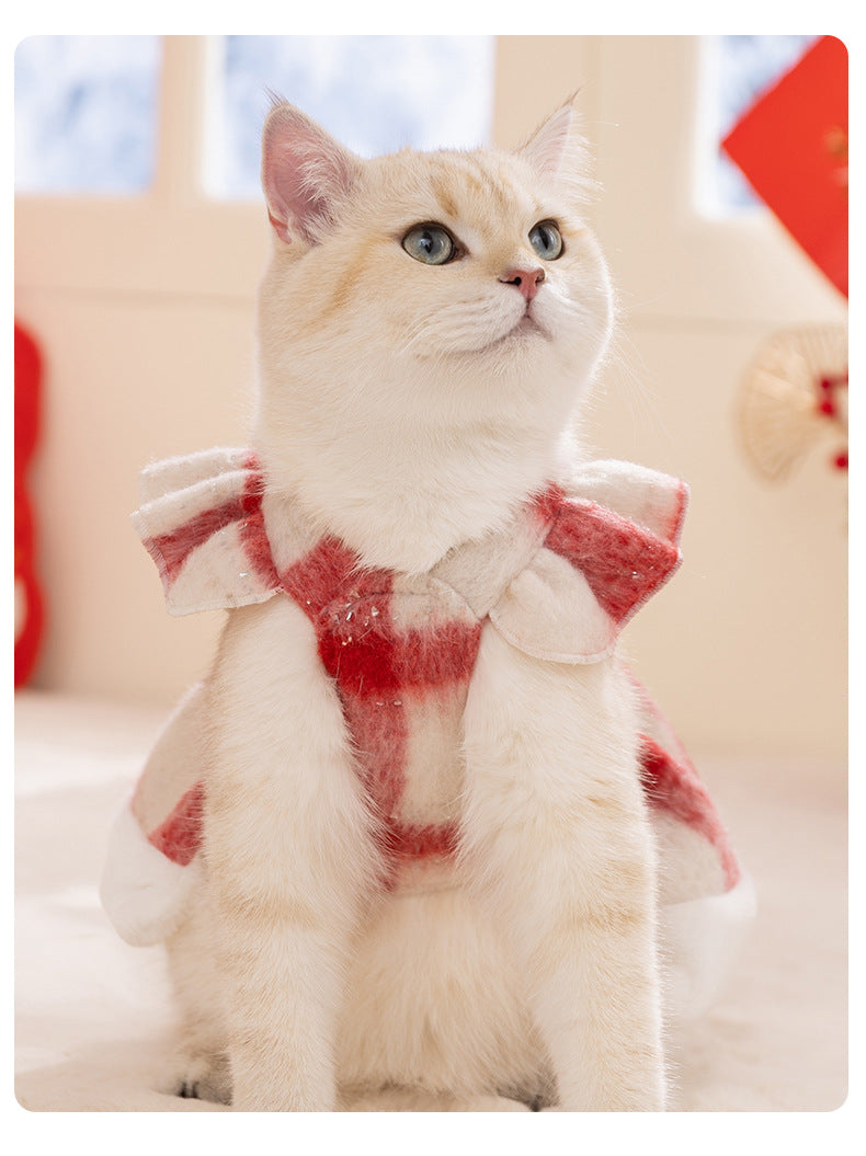 Christmas Sweetheart Cotton Dress Autumn Winter Sweet Pet Clothes