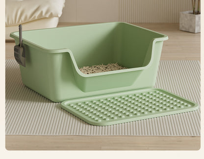 Cat Litter Box Extra Large Splash-Proof Semi-Enclosed Open Pet Toilet