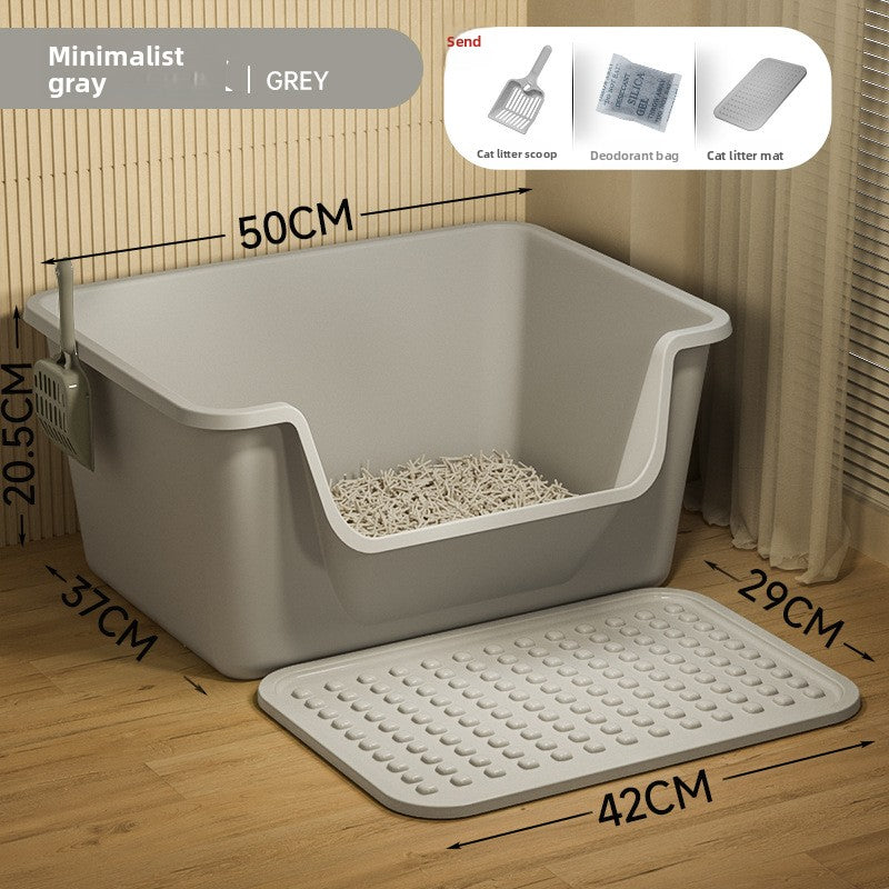 Cat Litter Box Extra Large Splash-Proof Semi-Enclosed Open Pet Toilet