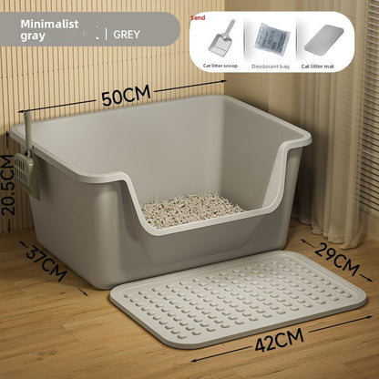 Cat Litter Box Extra Large Splash-Proof Semi-Enclosed Open Pet Toilet