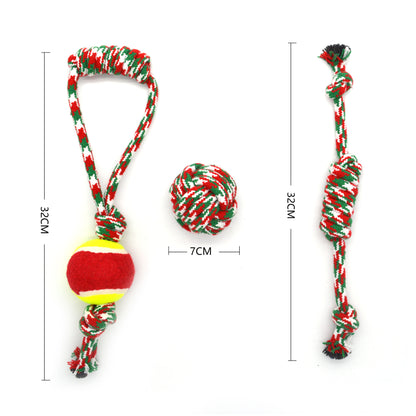 Pet Cotton Rope Toy Combination Set Christmas Rope Knot Toy