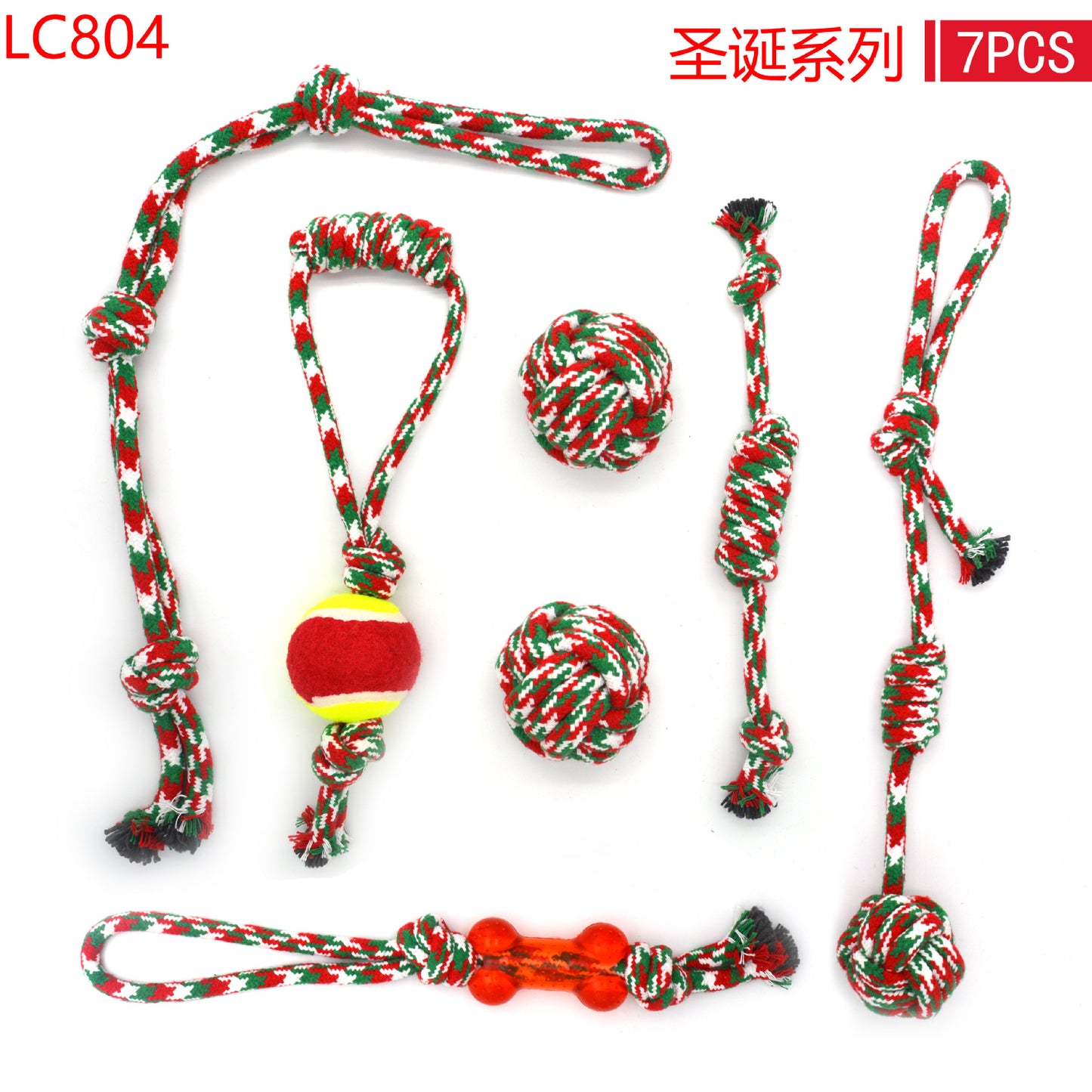 Pet Cotton Rope Toy Combination Set Christmas Rope Knot Toy