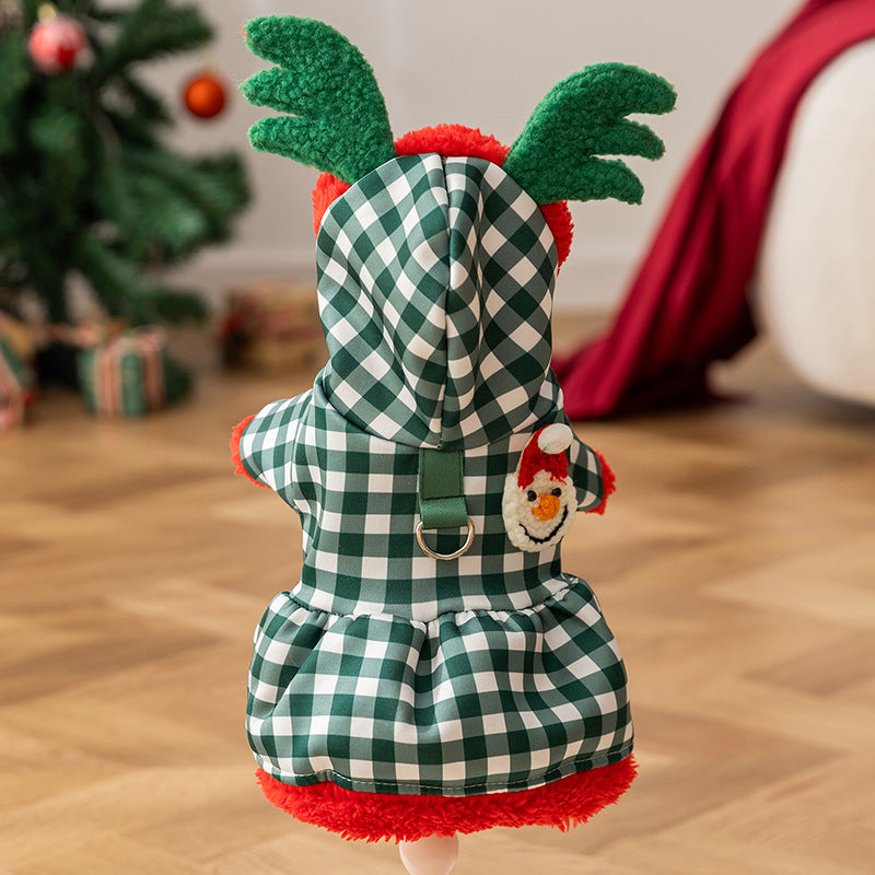 Hooded Christmas Costume Autumn Winter Cute Cotton Coat Pet Clothes