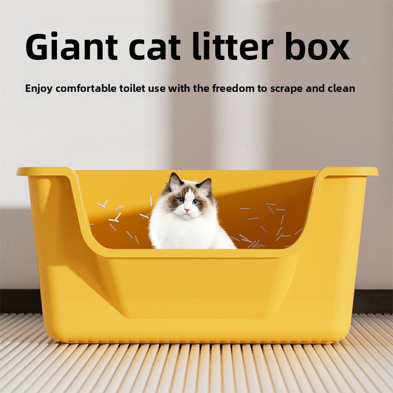 Cat Litter Box Extra Large Splash-Proof Semi-Enclosed Open Pet Toilet