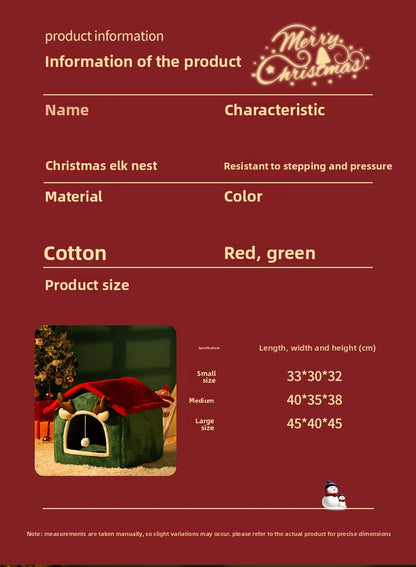 Christmas All-Season Washable Pet House Enclosed Thickened Warm House