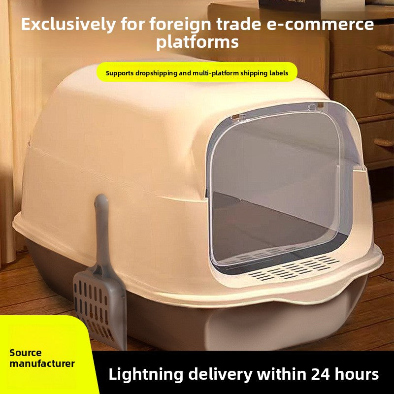 Oversized Fully Enclosed Litter Box Splash Deodorant Pet Toilet