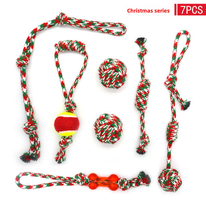 Pet Cotton Rope Toy Combination Set Christmas Rope Knot Toy