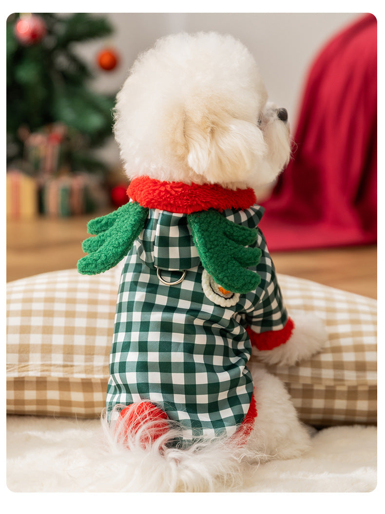 Hooded Christmas Costume Autumn Winter Cute Cotton Coat Pet Clothes
