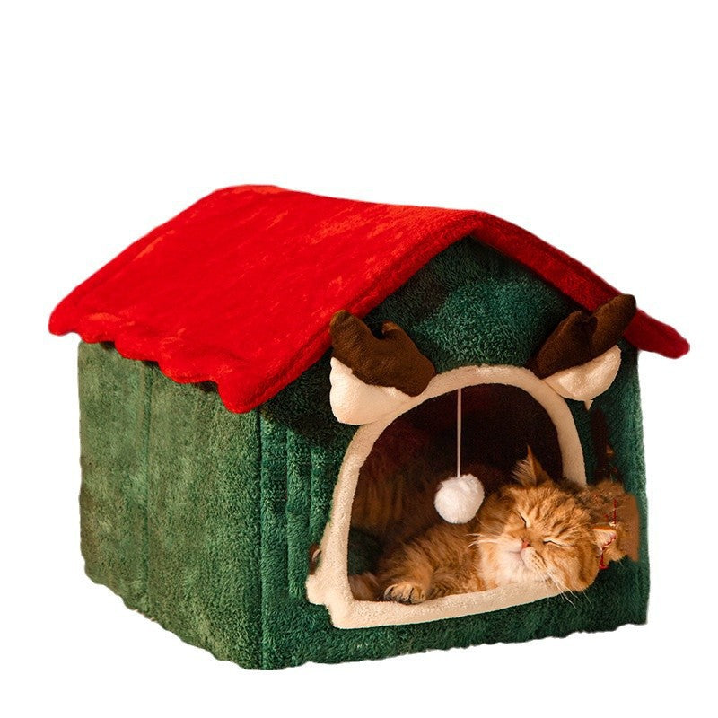 Christmas All-Season Washable Pet House Enclosed Thickened Warm House