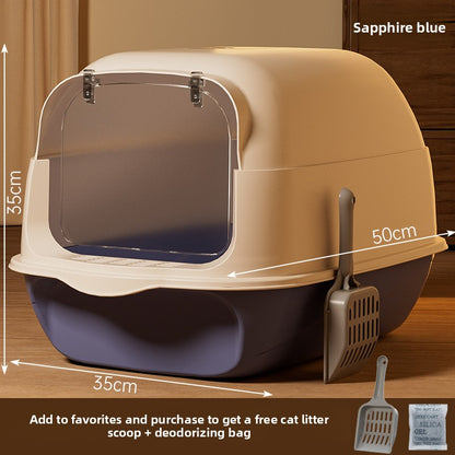 Oversized Fully Enclosed Litter Box Splash Deodorant Pet Toilet