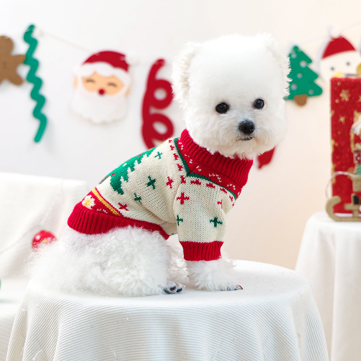 PETCIRCLE Pet Autumn Winter Christmas Knitted Dress Dog Cat Sweater