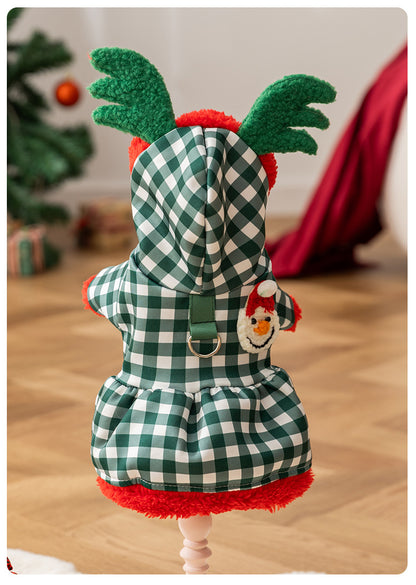 Hooded Christmas Costume Autumn Winter Cute Cotton Coat Pet Clothes