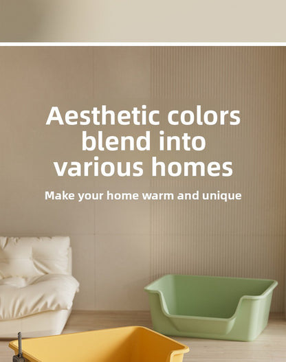 Cat Litter Box Extra Large Splash-Proof Semi-Enclosed Open Pet Toilet