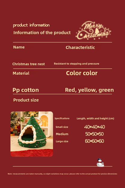 Christmas Warm All-Season Washable Closed Fleece-Lined Pet House