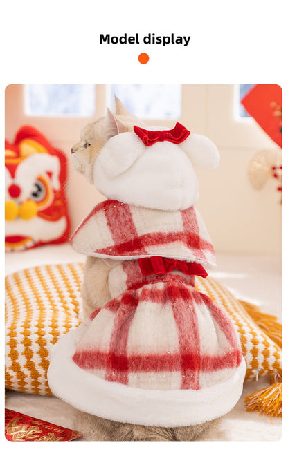 Christmas Sweetheart Cotton Dress Autumn Winter Sweet Pet Clothes