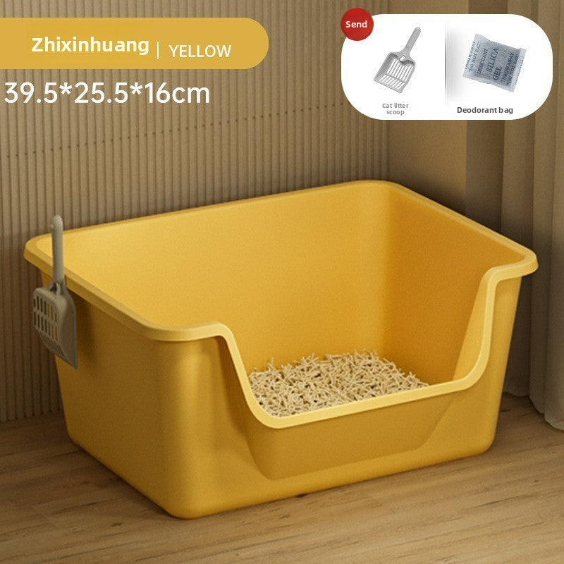 Cat Litter Box Extra Large Splash-Proof Semi-Enclosed Open Pet Toilet