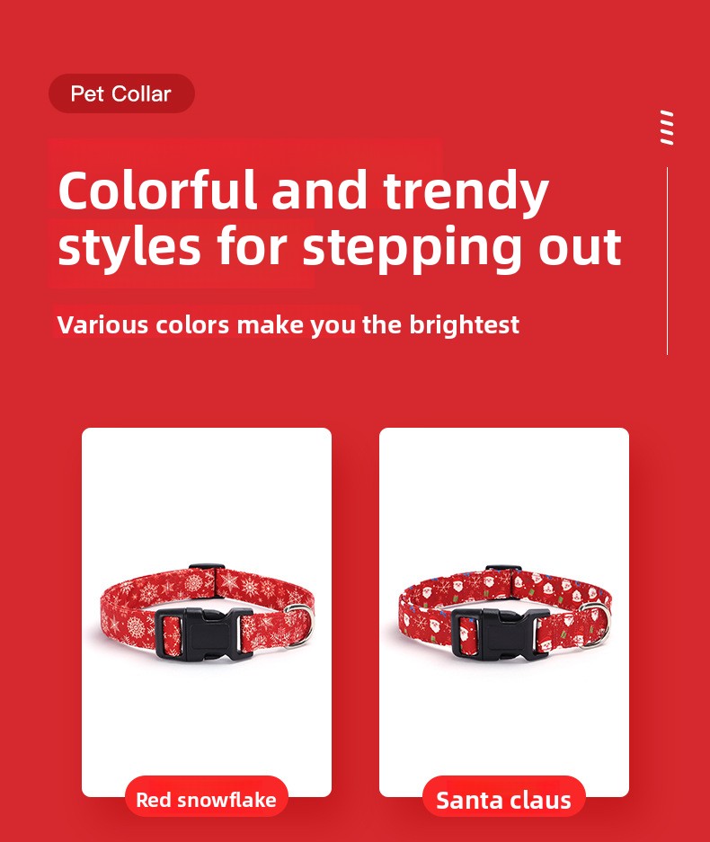 Christmas Small and Medium Dog Collar Leash Digital Print Pet Chain