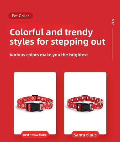Christmas Small and Medium Dog Collar Leash Digital Print Pet Chain
