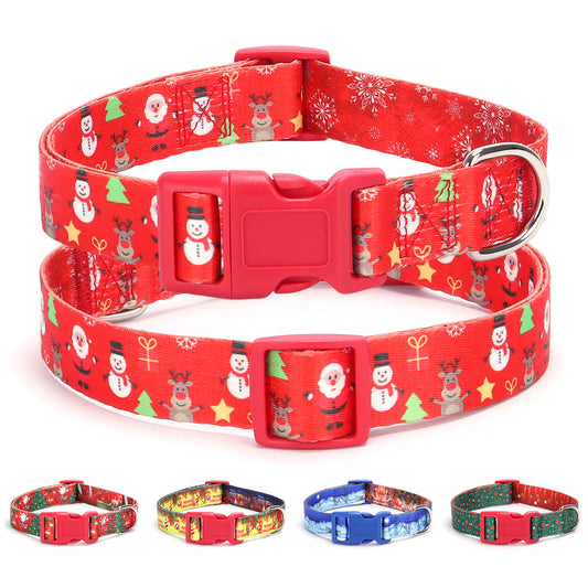 Christmas Pet Collar Leash Set Christmas Dog Leash Printed Santa Claus