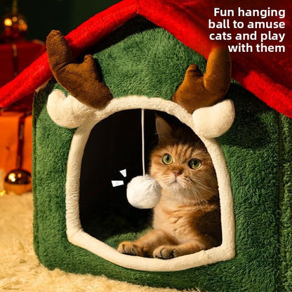 Christmas All-Season Washable Pet House Enclosed Thickened Warm House