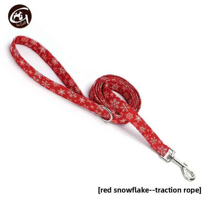 Christmas Small and Medium Dog Collar Leash Digital Print Pet Chain