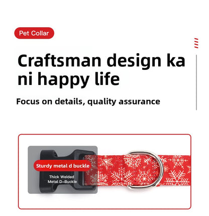 Christmas Small and Medium Dog Collar Leash Digital Print Pet Chain
