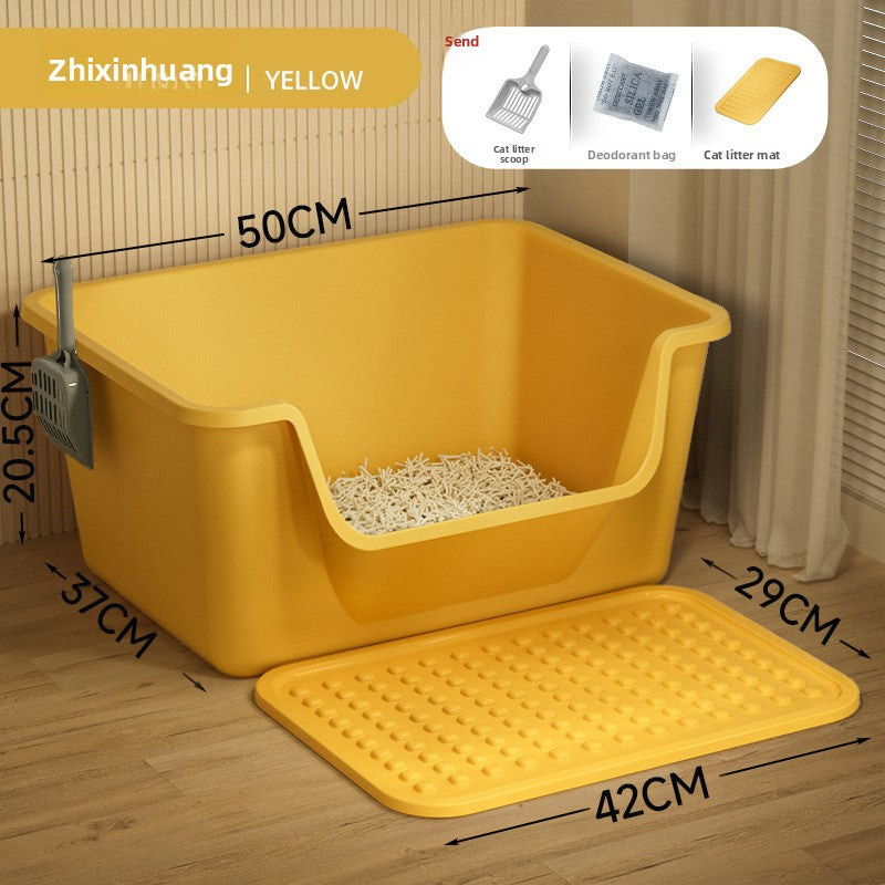 Cat Litter Box Extra Large Splash-Proof Semi-Enclosed Open Pet Toilet