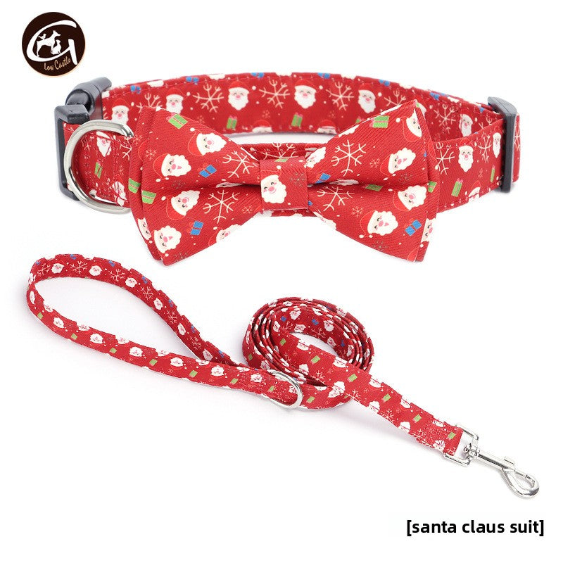 Christmas Small and Medium Dog Collar Leash Digital Print Pet Chain