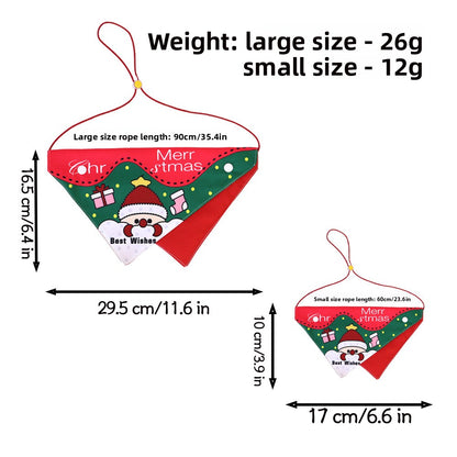 Christmas Pet Adjustable Buckle Drool Towel Print Triangle Towel