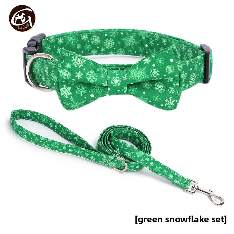 Christmas Small and Medium Dog Collar Leash Digital Print Pet Chain