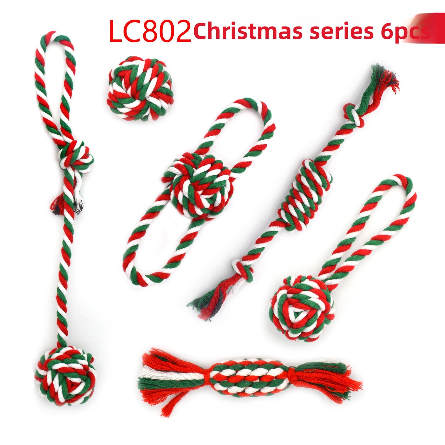 Pet Cotton Rope Toy Combination Set Christmas Rope Knot Toy