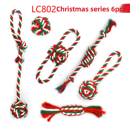 Pet Cotton Rope Toy Combination Set Christmas Rope Knot Toy