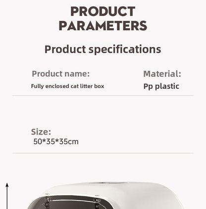 Oversized Fully Enclosed Litter Box Splash Deodorant Pet Toilet