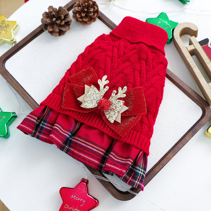 PETCIRCLE Pet Autumn Winter Christmas Knitted Dress Dog Cat Sweater
