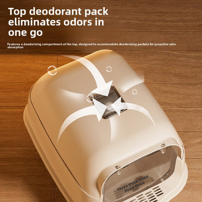 Oversized Fully Enclosed Litter Box Splash Deodorant Pet Toilet
