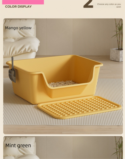 Cat Litter Box Extra Large Splash-Proof Semi-Enclosed Open Pet Toilet