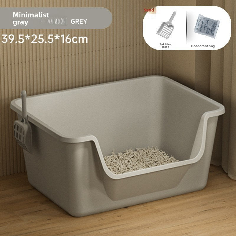 Cat Litter Box Extra Large Splash-Proof Semi-Enclosed Open Pet Toilet