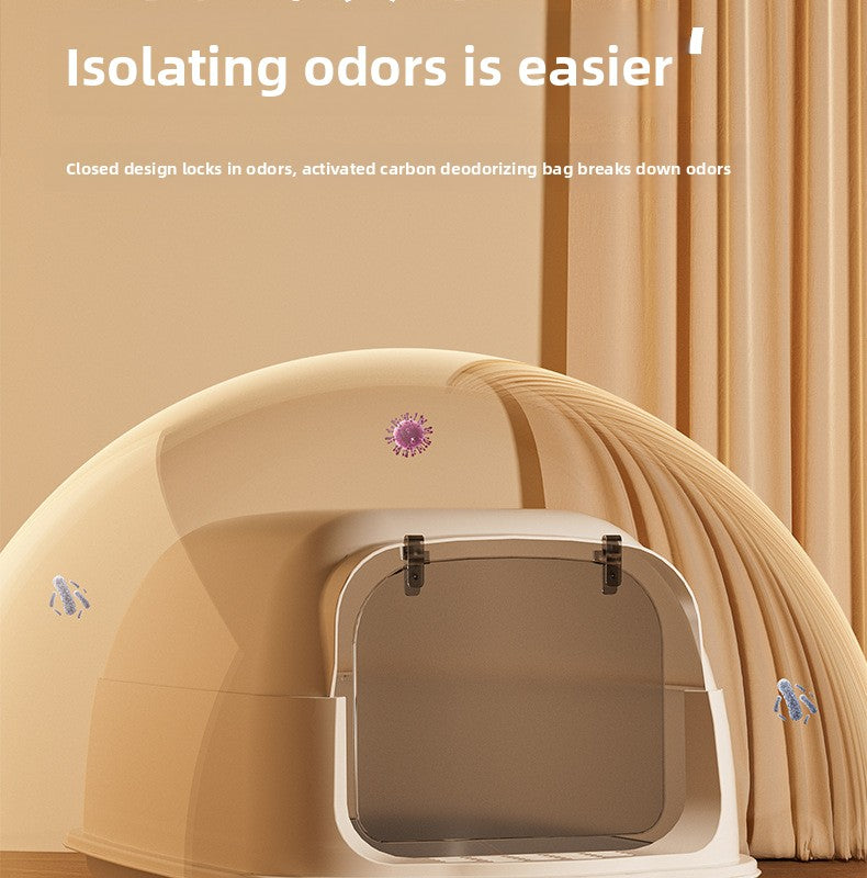 Oversized Fully Enclosed Litter Box Splash Deodorant Pet Toilet