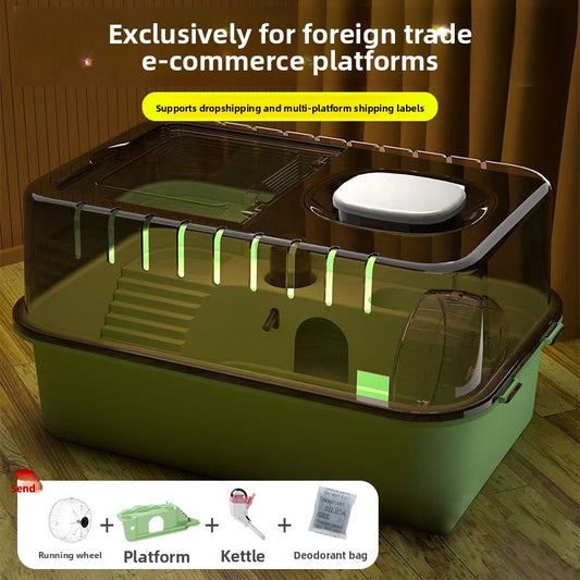 Pet New Acrylic Hamster Cage Golden Hamster Indoor Cage Castle with Skylight Open Design Full Package