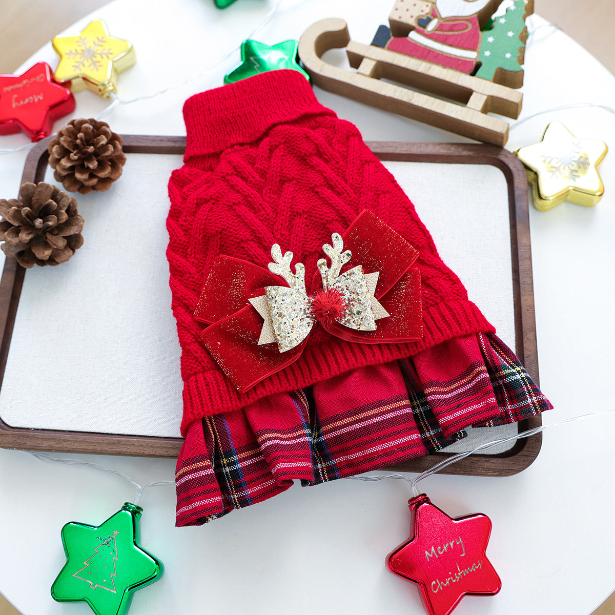 PETCIRCLE Pet Autumn Winter Christmas Knitted Dress Dog Cat Sweater