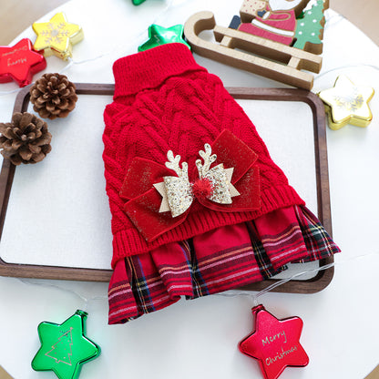 PETCIRCLE Pet Autumn Winter Christmas Knitted Dress Dog Cat Sweater