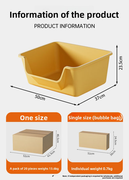 Cat Litter Box Extra Large Splash-Proof Semi-Enclosed Open Pet Toilet