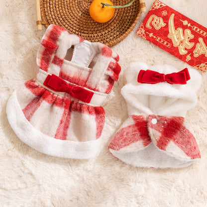 Christmas Sweetheart Cotton Dress Autumn Winter Sweet Pet Clothes