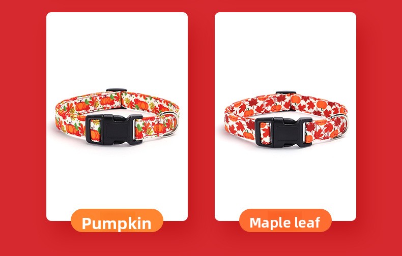 Christmas Small and Medium Dog Collar Leash Digital Print Pet Chain