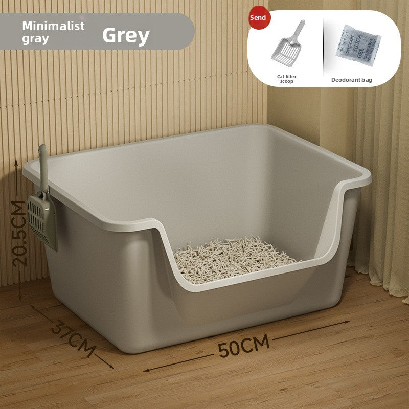 Cat Litter Box Extra Large Splash-Proof Semi-Enclosed Open Pet Toilet
